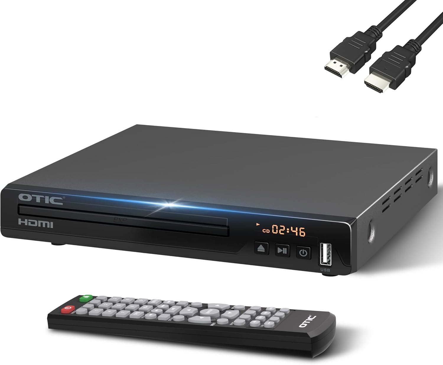 All Region HDMI DVD Player for TV, Multi Formats & Metal Housing, Compact CD Player with USB Port/Dolby Digital Sound for Smart TV, Elderly, Home Stereo System, Included HDMI Cable & Remote