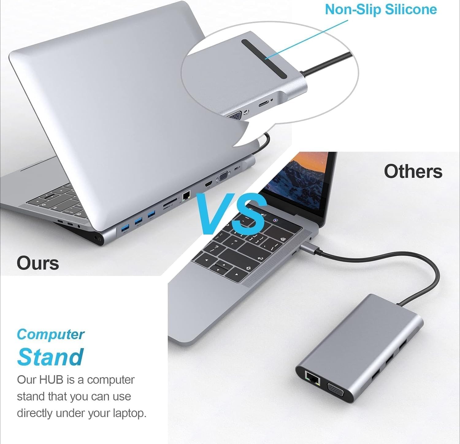 Docking Station for Laptop, 10 in 1 USB C Adapter Docking Station with 4K HDMI & VGA, 3 x USB 3.0, Gigabit Ethernet RJ45 LAN, USB C PD, SD/TF Card Reader, 3.5mm Audio/Mic (10)