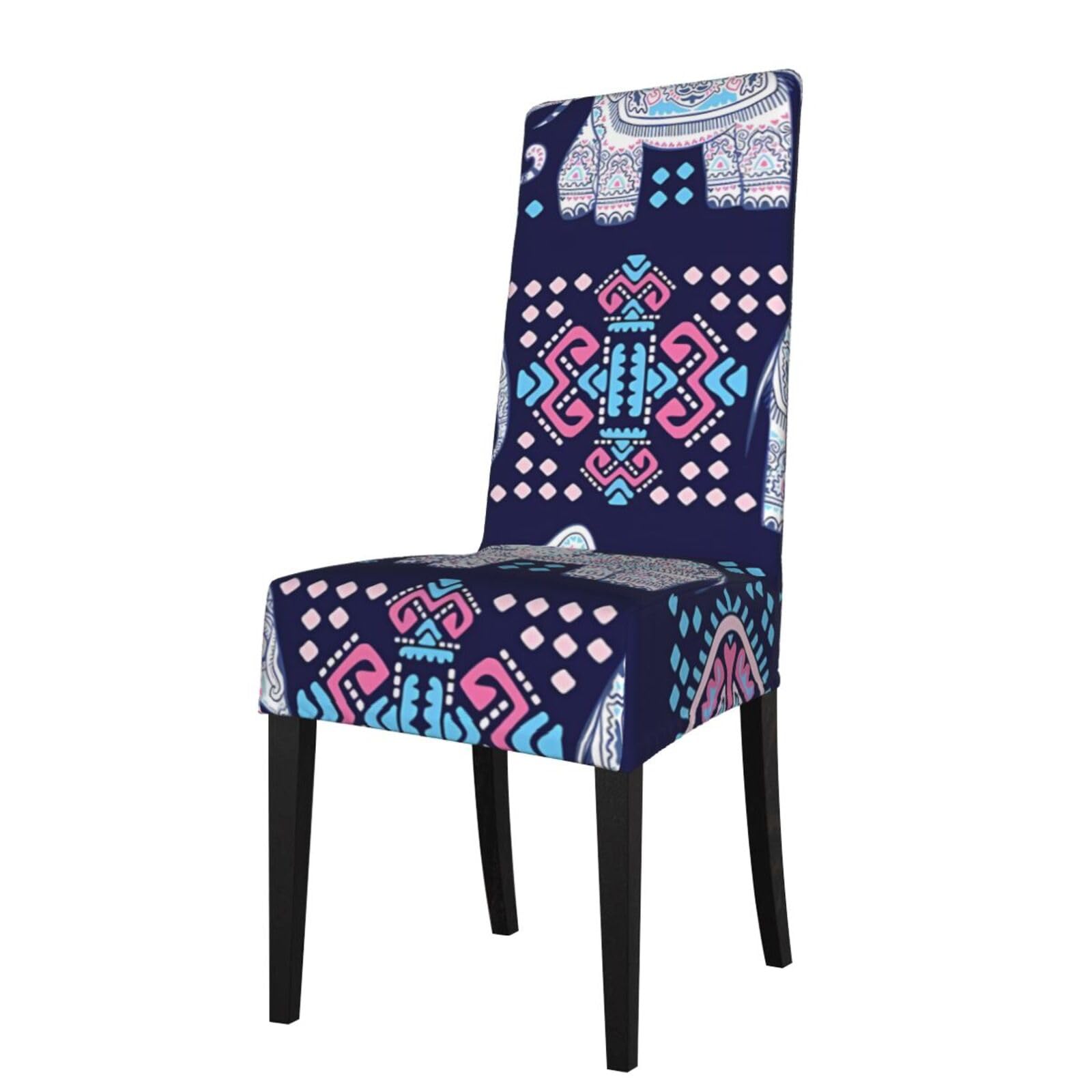 YYHWHJDE Purple Elephant Prints Protection Cover for Dining Chair – Stretchable Slipcovers for a Refreshing Dining Room Makeover