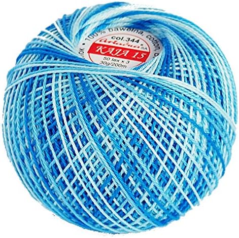 Cotton Crochet Yarn Gradient Colors Double Mercerized Thread 220yd/200m Ball 1.05oz/30g Knitting Tatting Emroidery Size 15 (Multi Black 349)