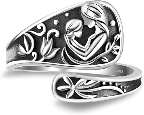Mother Daughter Spoon Ring for Women - 925 Sterling Silver Mother Day Gift
