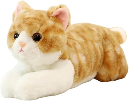 Jorzer Realistic Cat 20 Inch Lying Posture Cotton Stuffed Cat Plush Soft & Skin Friendly Cuddly Kitten for Home Office Hotel Party Game Toys.