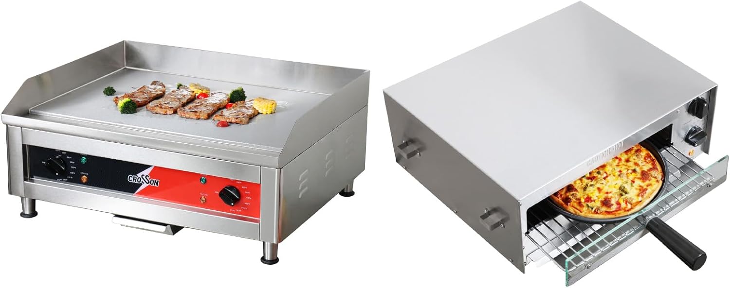 Commercial Countertop Electric Griddles and Frozen Pizza Oven