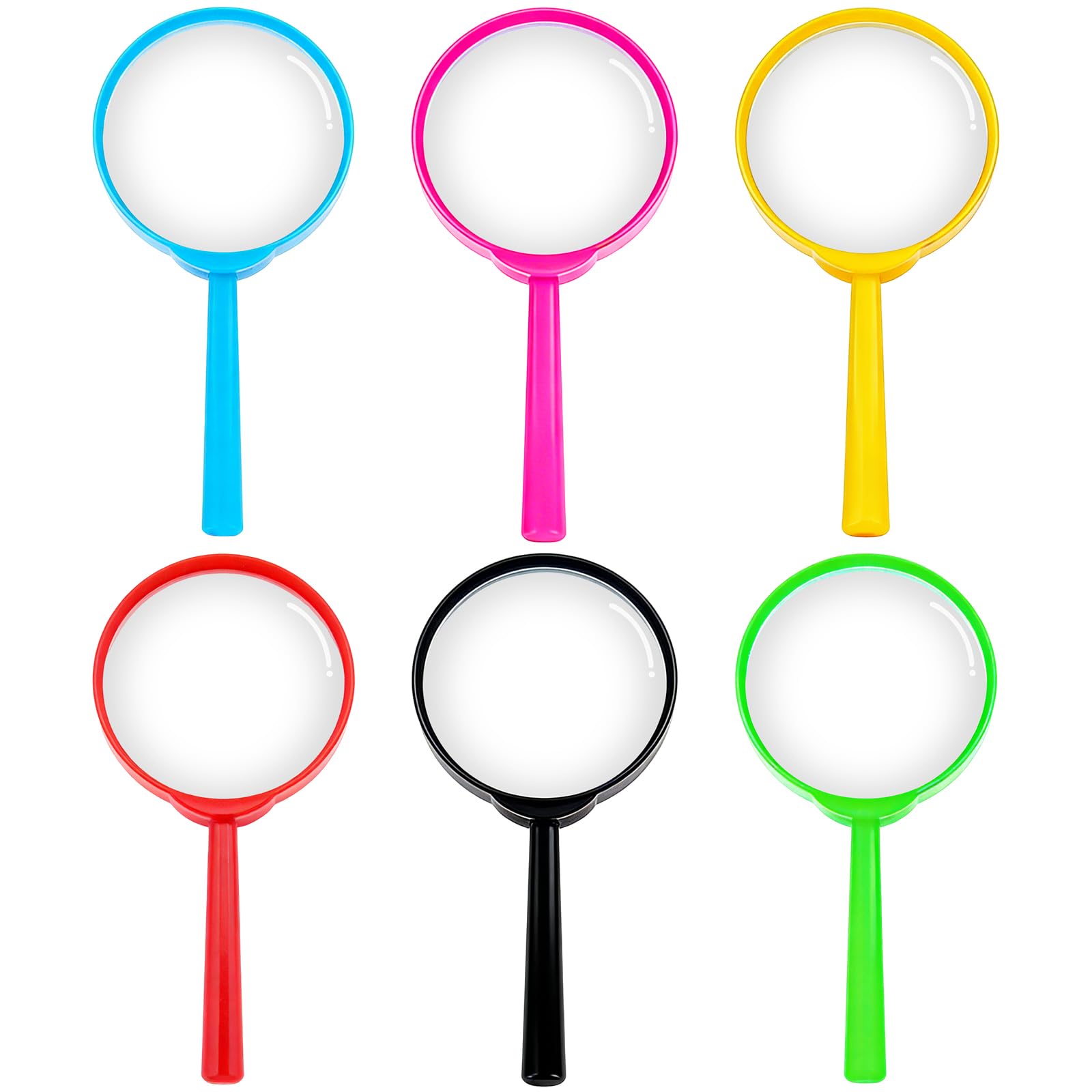6 Pcs Magnifying Glasses, Colorful Portable Handheld Magnifying Glasses, Colorful Plastic with Handle, Suitable for Reading, Science, Insects, and Crafts, Science Class Outdoor Observation