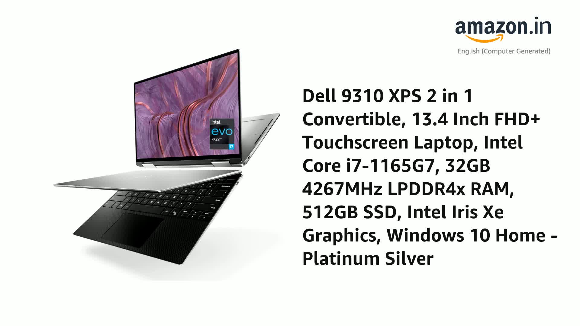 【オウ】 XPS 13 9310 Core i7 SSD 2TB 32GB Dell 9310 XPS 2 in 1 Convertible, 13.4 Inch FHD+ Touchscreen