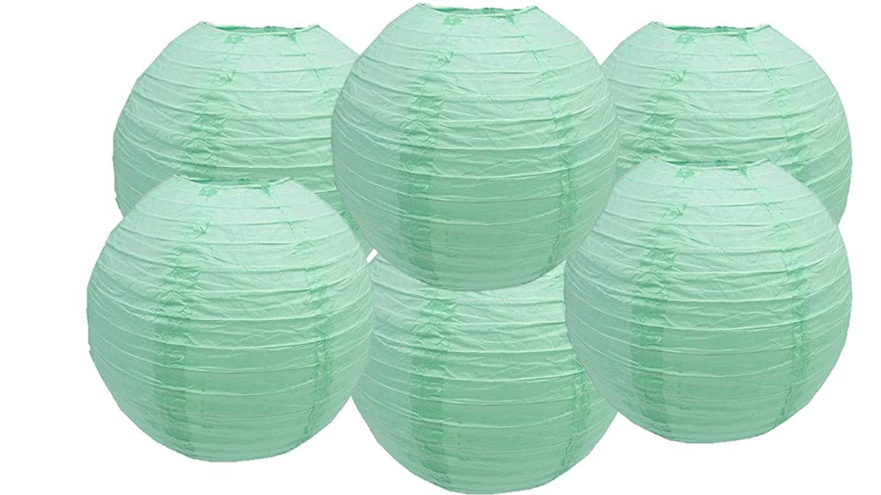 Paper Lanterns Mix Color Packs of 6 Round Paper Lanterns Lampshade (All Ivory/Cream, 12" (30 Cm)) — view 34