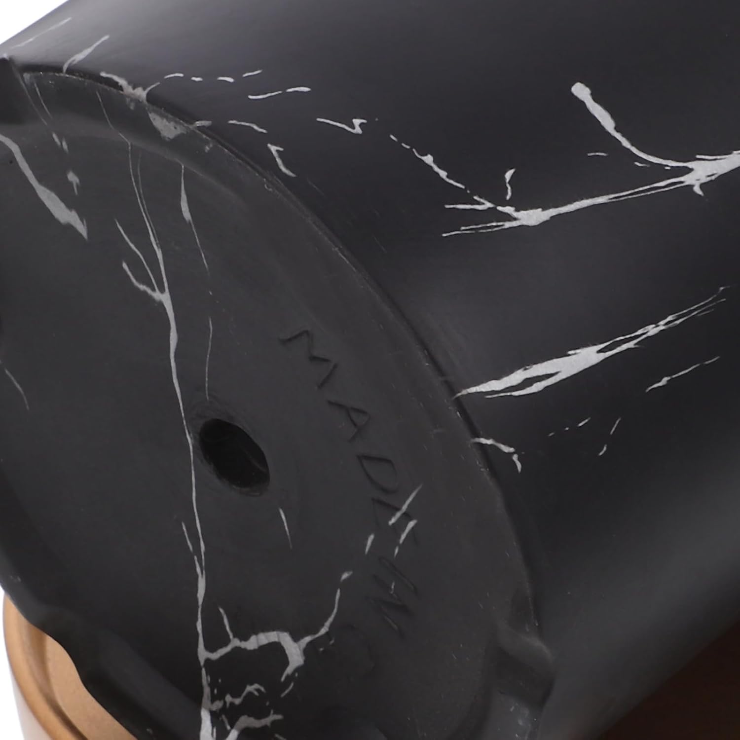 Cylindrical Ceramic Flowerpot with Marble Vein Pattern and Saucer, 15x15x15cm Succulent Planter for Indoor Desktop Gardening