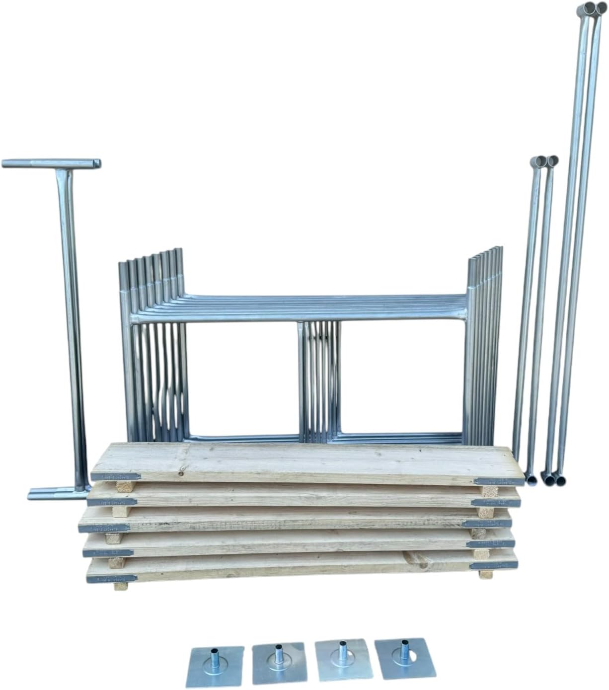 Toptower Classic Scaffolding Tower 4.65m (Working Height) 4' x 4' Base Size DIY Galvanised Scaffold Tower (Basic Kit with Platform Boards)