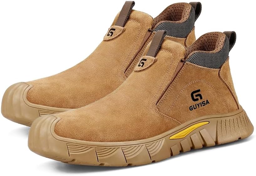 Welding Boots for Men Slip On Work Boots for Men Fireproof Steel Toe Boots Men's Steel Toe Shoes Indestructible Safety Toe Shoes Construction Boots for Welder Men's Work Shoes.