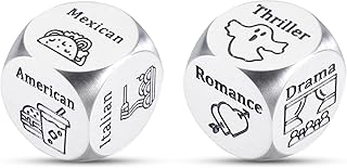 Funny Date Night Dice Set Anniversary Wedding Gifts for Him Her Valentines Engagement Christmas Bride Shower Gifts for Boyfriend Girlfriend Dinner Movie Decider Dice for Couple Foodie Steel Dice Ideas