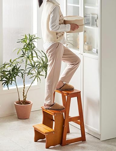 Miniatura 4 de Bidesen Flip N' Step Taburete de madera  pino macizo, antideslizante y plegable, taburete de seguridad para niños para cocina, baño, estante de