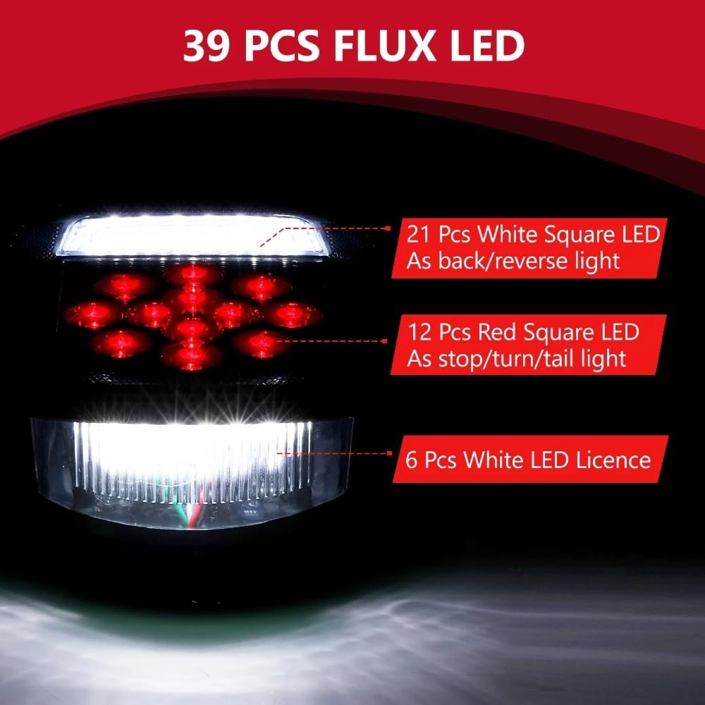 Fari Posteriori Auto Per Jeep Per Wrangler YJ TJ CJ Trailer Van 39LED Camion Luci Posteriori Freno Posteriore Indicatori Direzione Retromarcia Lampada Luce Targa Luci Posteriori(Red Shell)