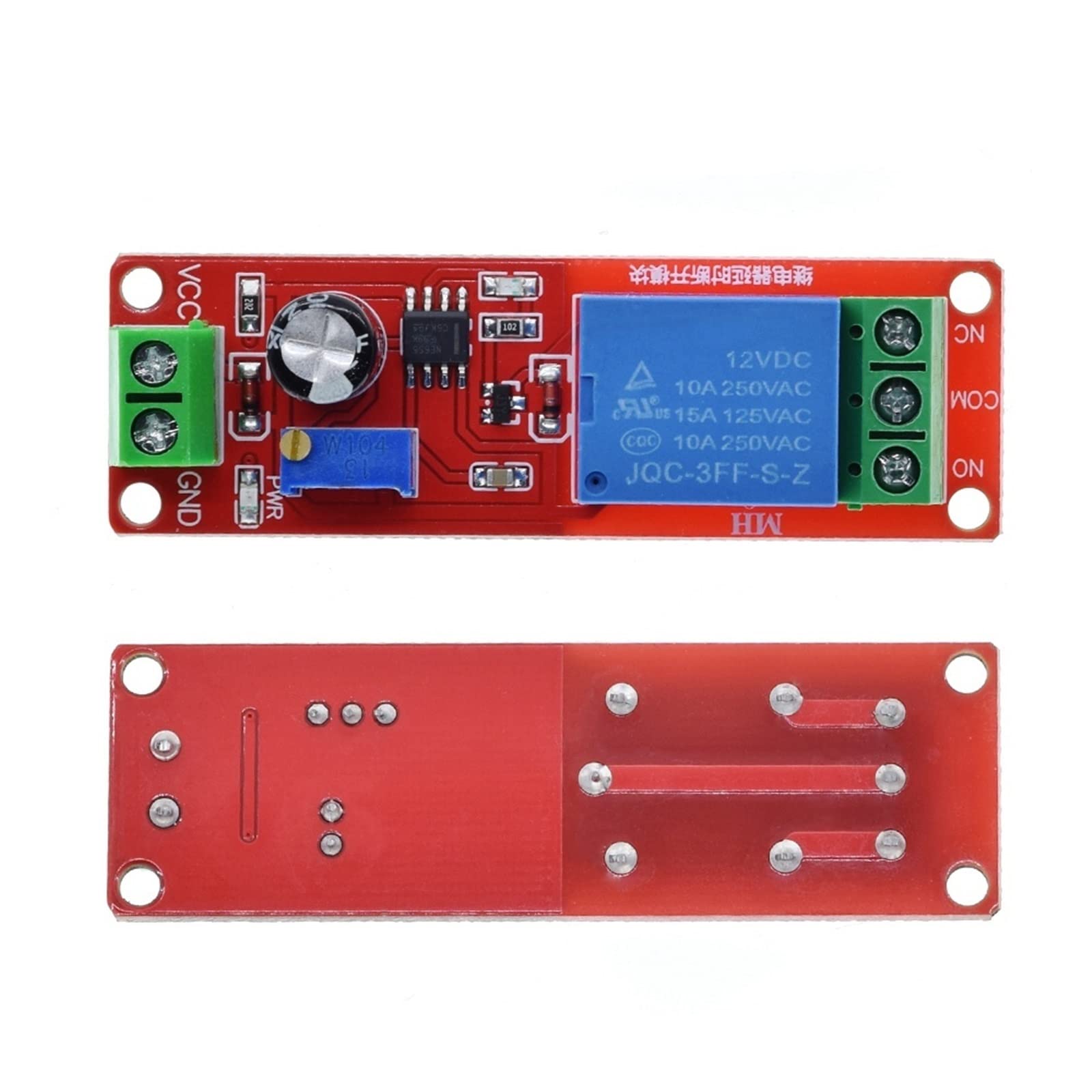 1 Uds NE555 temporizador interruptor módulo ajustable de relé retardo tiempo DC 12V escudo 0~10S