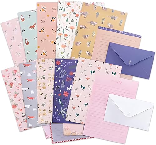 Miniatura 3 de Juego de papel de papelería y sobres, bonitos sobres de papel de papelería Kawaii de primavera, paquete de 48 papeles de papelería y 24 sobres (10
