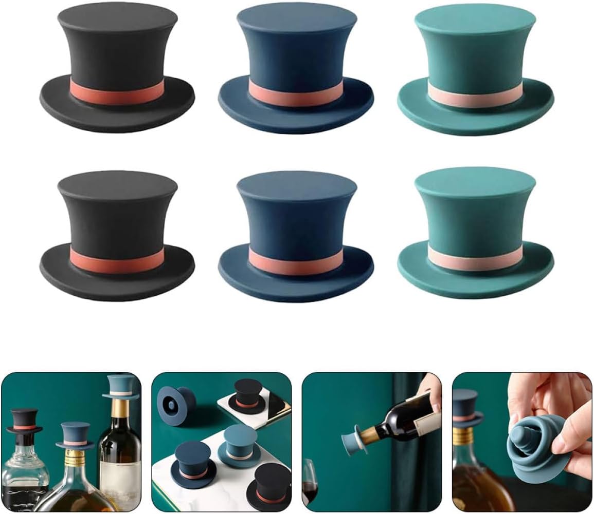 6pcs Silicone Wine Bottle Stoppers for Glass Bottles, Reusable