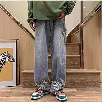 【BAON】Hardy Wide Denim Pants Women Loose Ripped Boyfriends Jeans High Waist Baggy Denim