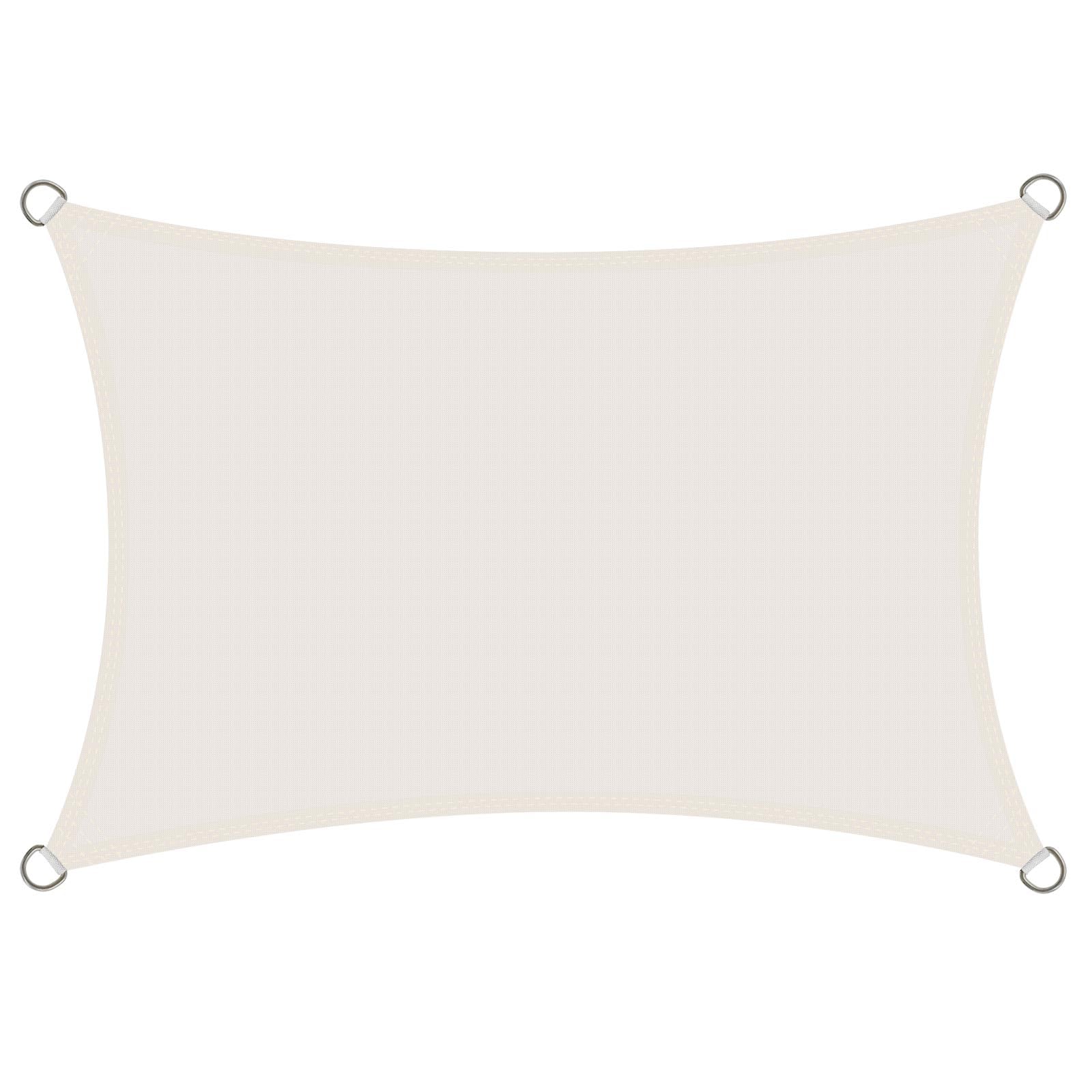 Toldo Vela Rectangular 3x6 m, Vela de Sombra Impermeable 6x3 m Protección Rayos UV PES Toldos para Exterior Terraza Patio Jardín, Crema