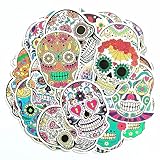 Hybsk Halloween Sugar Skull Stickers Waterproof Removable Day of The Dead Mexican Decals Dia de Los Muertos Decor Labels for Bottle Luggage Bike Skateboard PVC Decal (50 Pack)