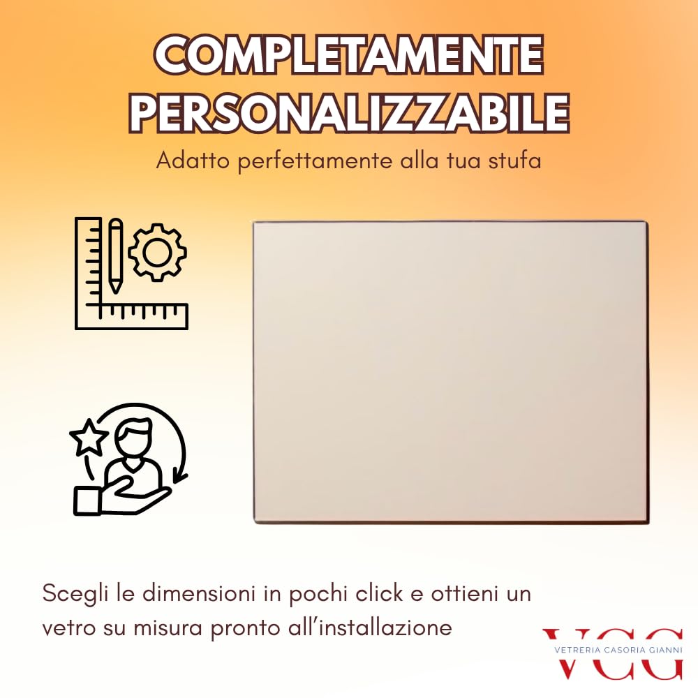 Vetro Ceramico su Misura per Stufa e Termocamino 4mm Personalizzabile fino 30x30 cm | Vetro Resistente 800° per Stufe a Pellet Camino | Ricambio Universale Certificato