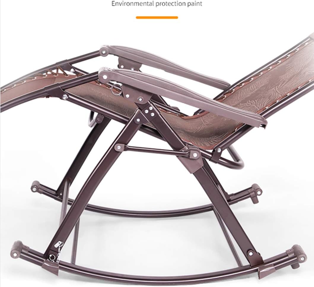 Rocking Chair Zero Gravity Chair Reclining Sun Lounger Chair, Folding Deck Chairs for Beach, Patio, Garden Relaxer Steel Frame & Textoline Fabric Loading up to 180kg