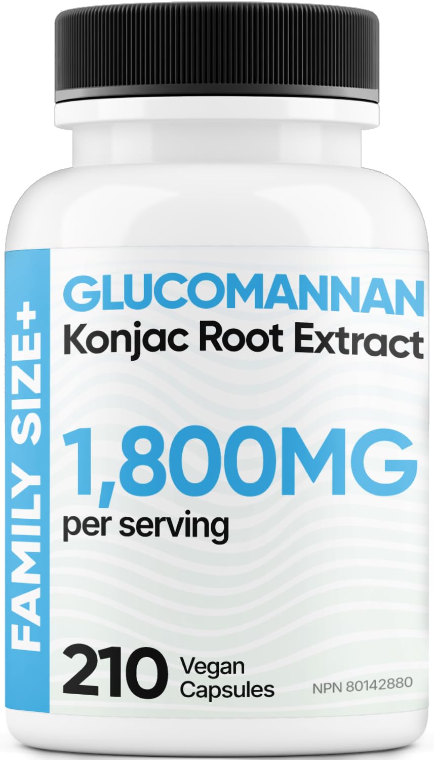 COMFY HEALTH Glucomannan, 1800mg Per Serving, 210 Capsules - Non GMO Supplement, Gluten-Free, Amorphophallus Konjac Pills, Konjac Root Extract Supplements