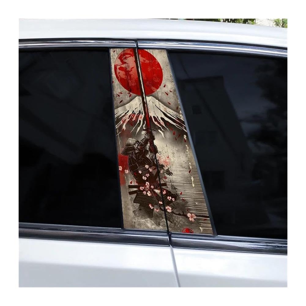 Autocollants Samurai Red Sun montant de porte voiture pour masquer rayures pilier