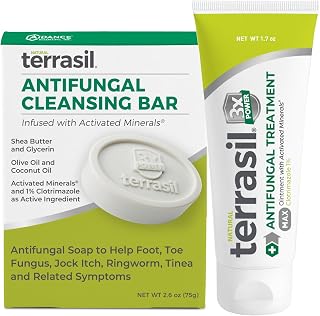 terrasil Antifungal Cream + Antifungal Soap 2-Product Kit Clinically-Proven Clotrimazole Effective Treatment & Relief: Jock Itch Athletes Foot Fungal Yeast Infection Ringworm (50g Tube & 75g bar)