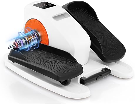 COSTWAY Under Desk Elliptical Machine, Mini Elliptical Cross Trainer with LCD/LED Display Screen, Portable Seated Leg Pedal Exerciser for Teens Seniors Adults