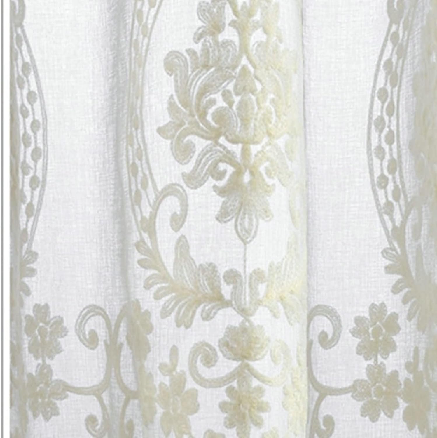 Voile Curtain Bedroom 2 Panels 2 x 52 W x 84" H,Sheer Curtains Living Room White Flower Embroidery Drapes Hook for Living Room