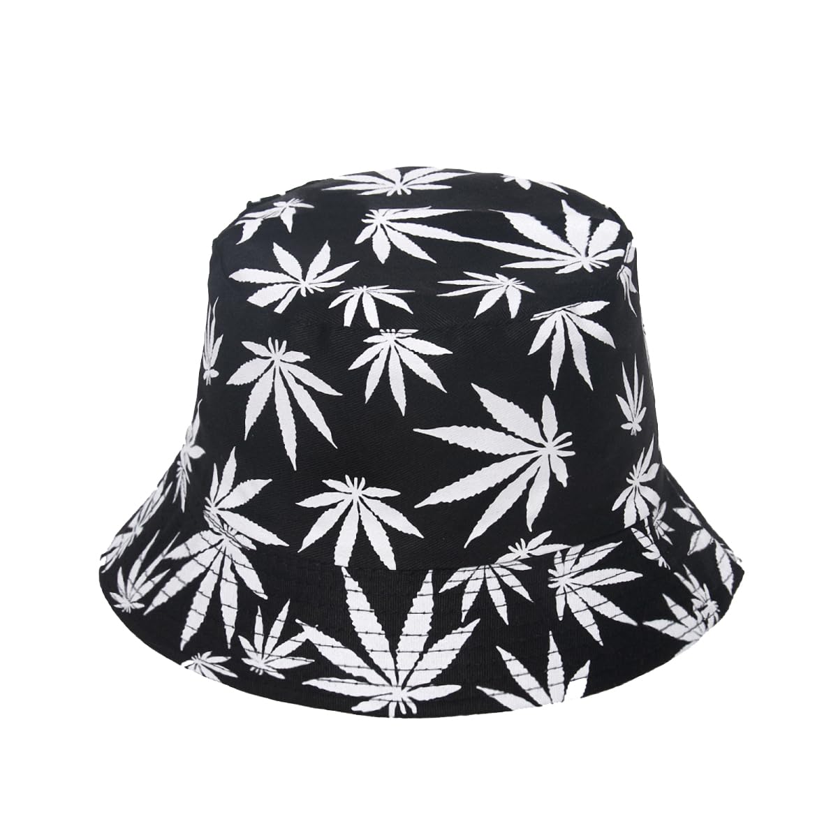 Punk - Gorras de pescador con diseño de hojas rojas, color negro, verde, rojo, para hombre