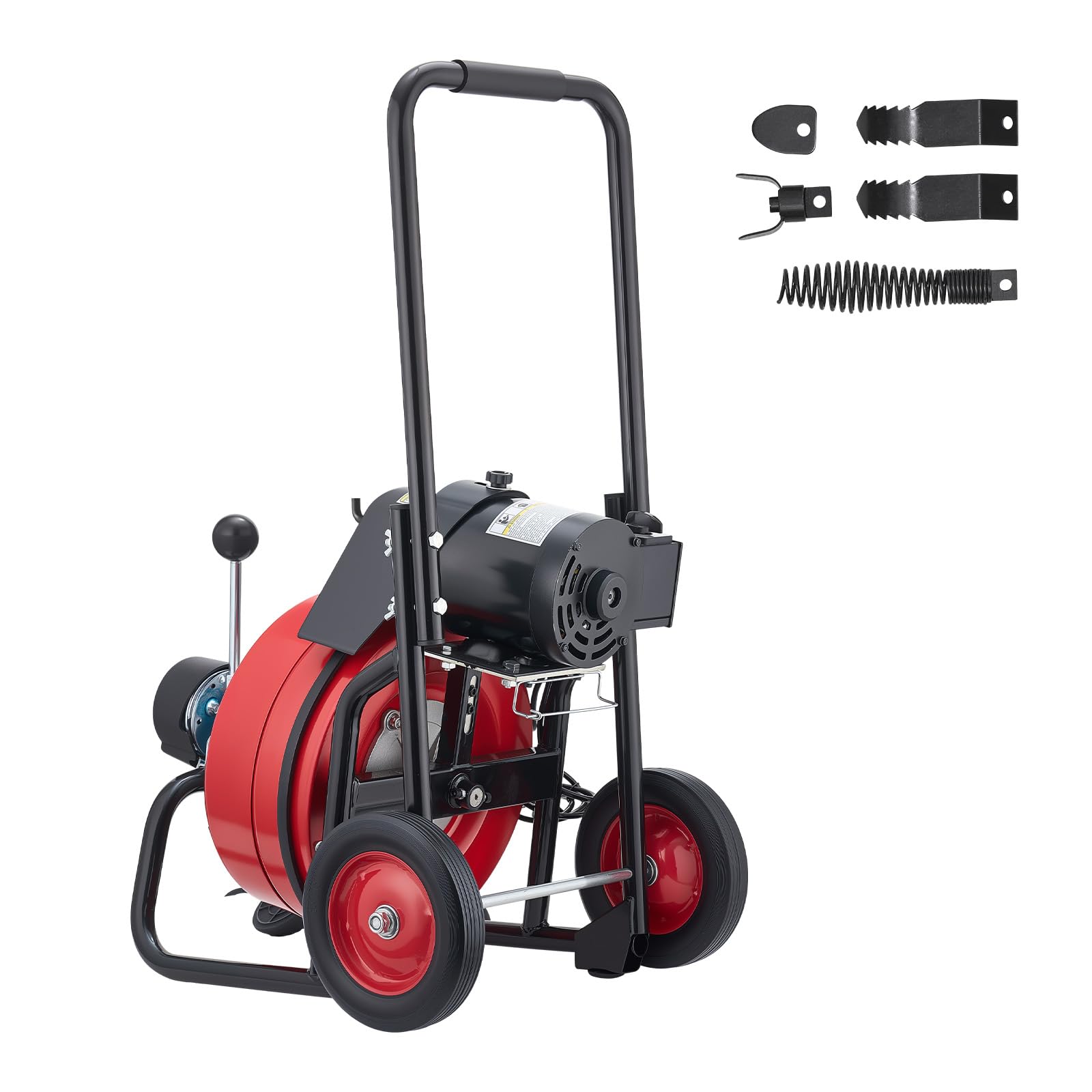 VEVOR Rohrreinigungsmaschine 22 m x 13 mm, Rohrreinigungsgerät mit Automatischem Vorschub, 4 Schneidwerkzeugen & Pneumatischem Fußschalter, Rohrreiniger für Rohrdurchmesser von 50 bis 150 mm