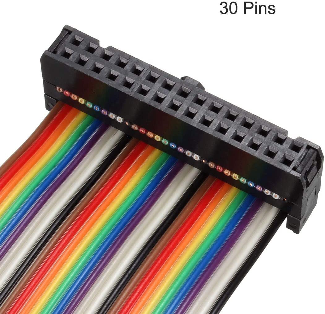 XYWHPGV IDC Rainbow Wire Flat Cable 30P D-Type FC/FC Connector 2.54mm Pitch 1m/39.3inch Length(afa73 42687 3c538 37134 6077a a1d74