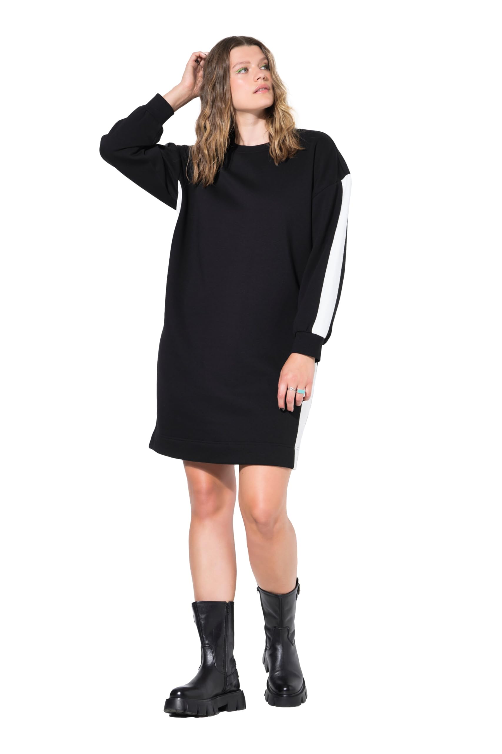 Studio Untold Damen große Größen Übergrößen Plus Size Sweatkleid, Oversized, Blockstreifen 844039