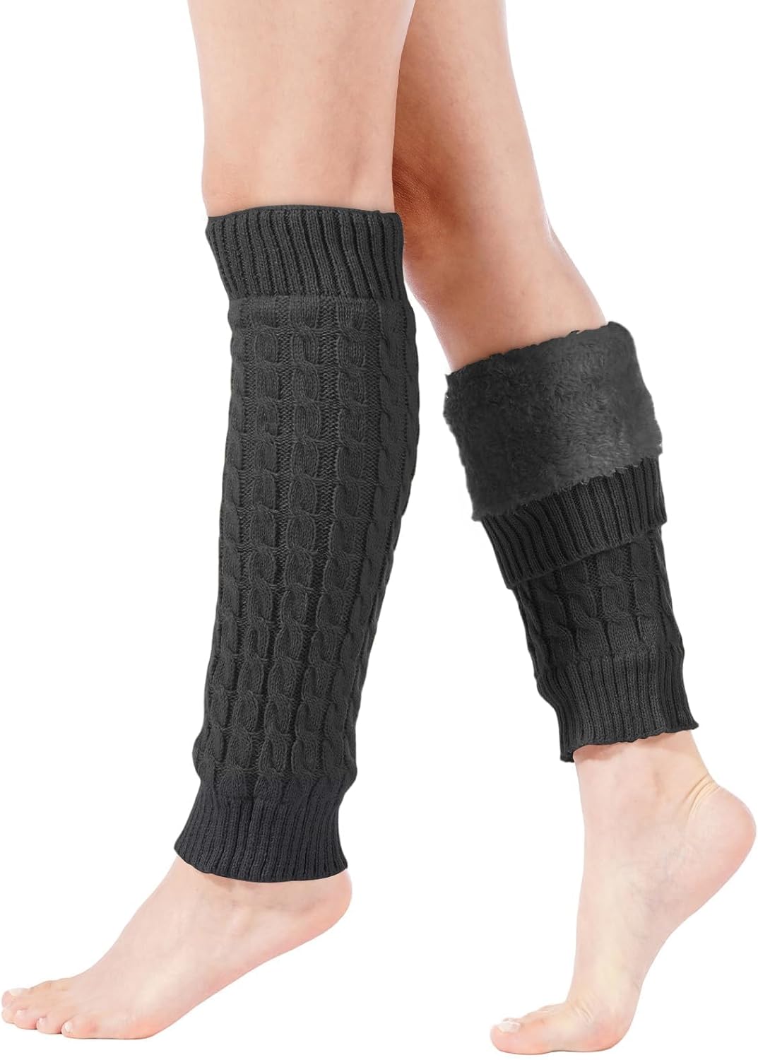 Women's Fleece Lined Leg Warmers Knit Long Boot Socks Thick Winter Warm Thermal Skating Leg Warmer Daily Wear - Image 2