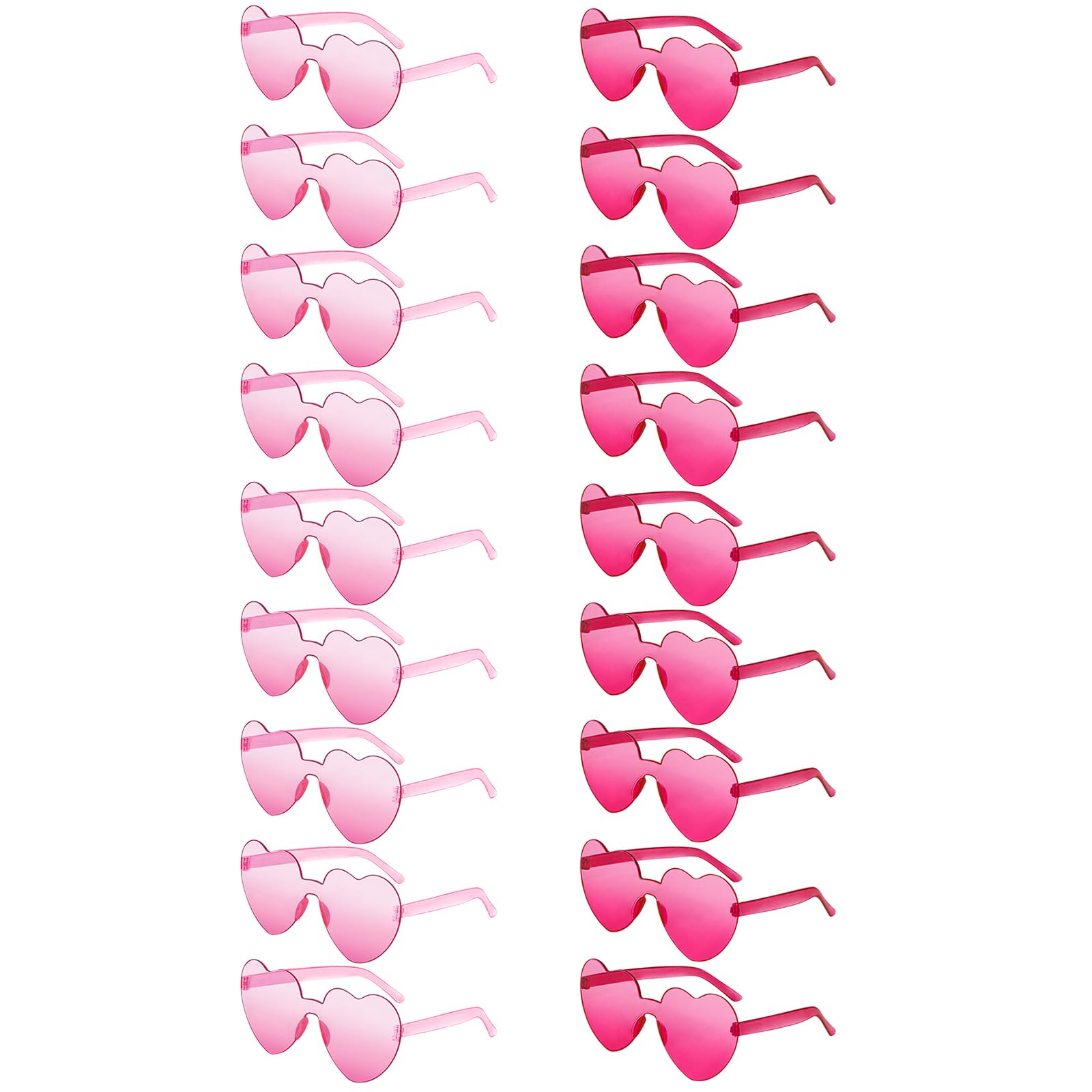 SUNOVELTIES 18 Heart Shape Rimless Sunglasses Transparent Candy Color Party Glasses Colored Eyewear for Women