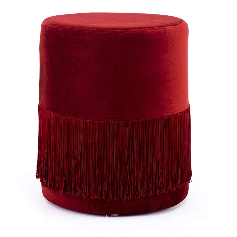 Chaussures en Bois Massif Banc DASHADAO Pouf Rouge de Salon 46cm