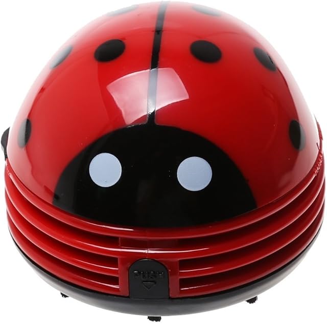 Cisixin Electric Table Vacuum Cleaner Mini Dust Cleaner Red Ladybird