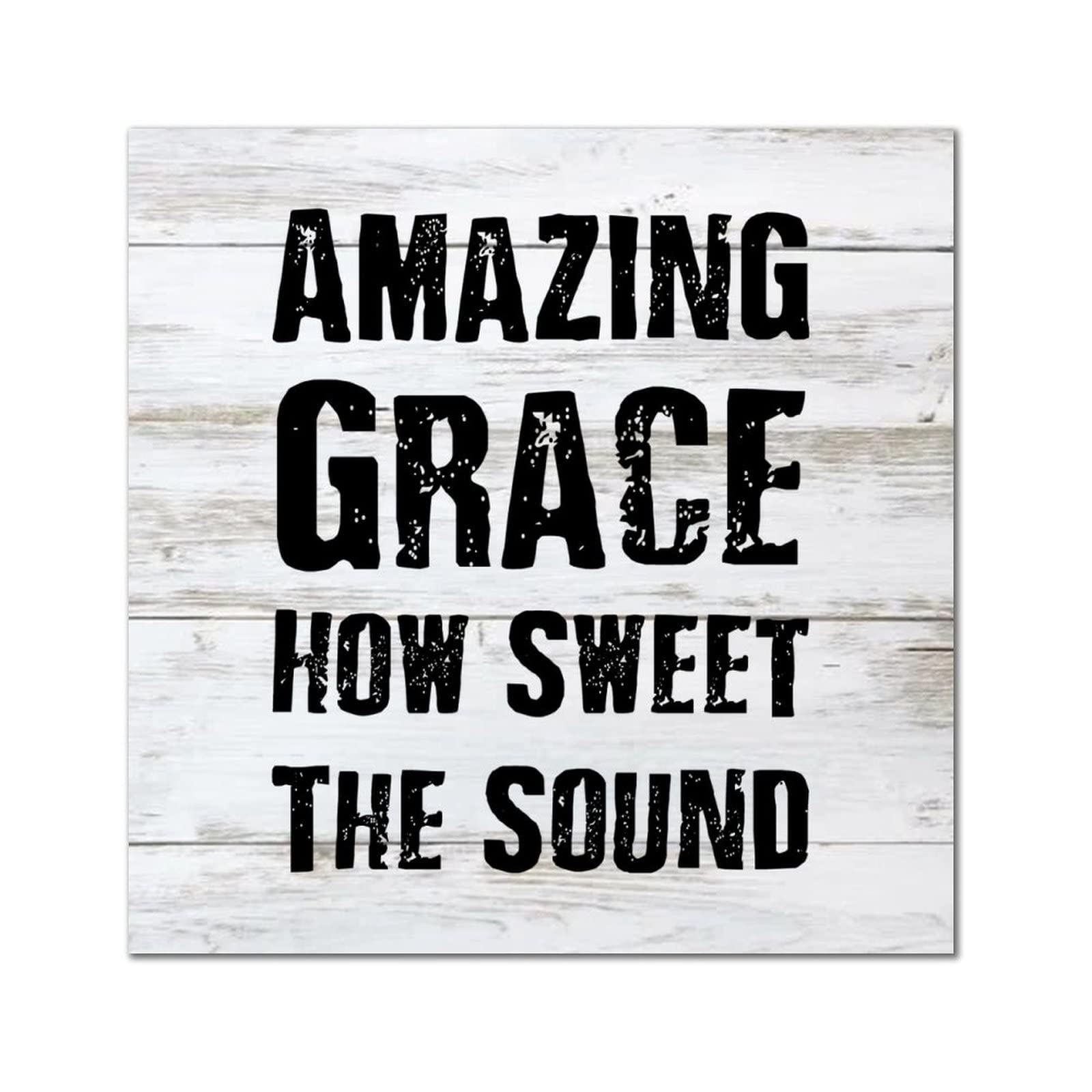 Plaque Amazing Grace déco bois suspendre cadre mural vintage 35cm