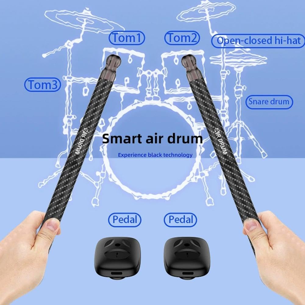 Upgraded Air Drumsticks with Speaker, Virtual Drum Sticks, Electronic Drum Set & Pedals & Bluetooth Adapter & 8 Sounds, 3D Motion Sensing RGB, for Home & Party Adults, Kids