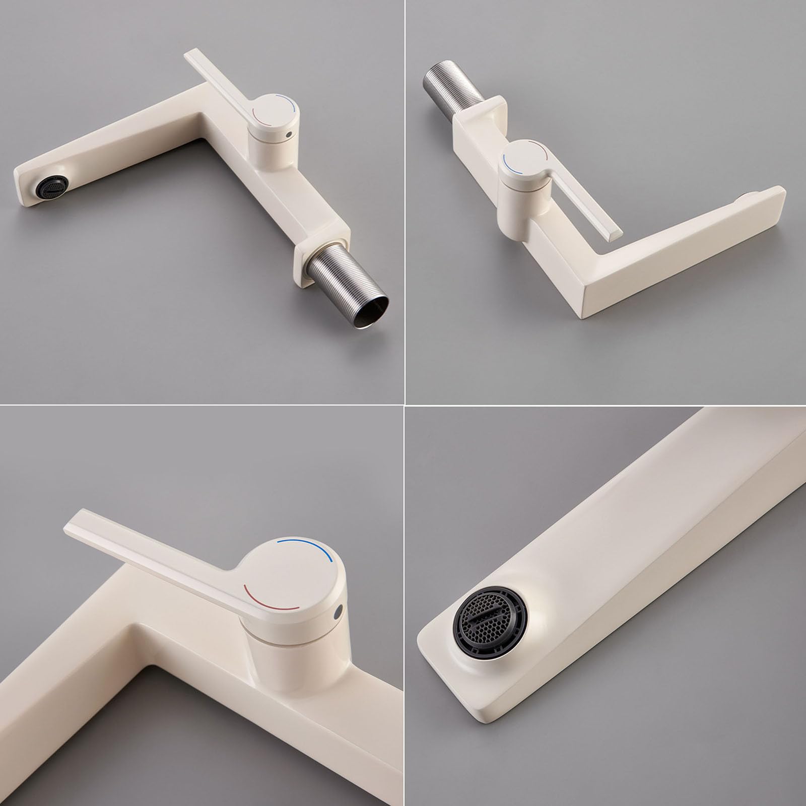 Grifo Lavabo Moderno de Laton Grifo de Baño Monomando agua Caliente y agua Fria Gris Pistola