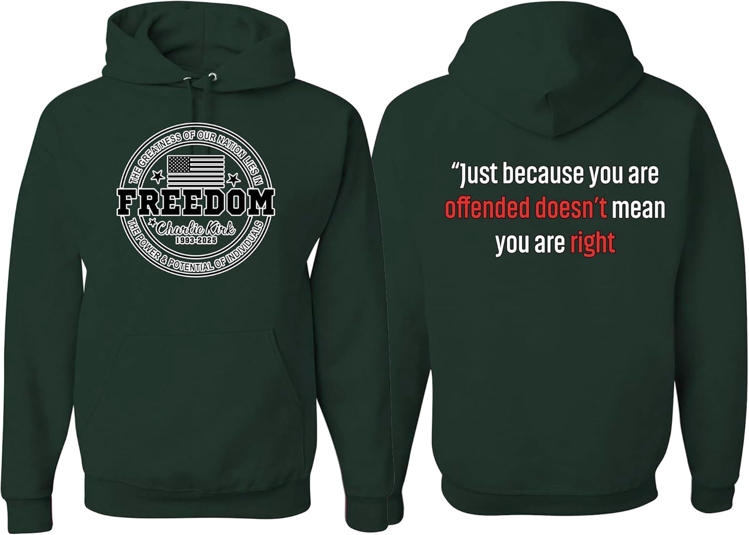 wild custom apparel Charlie Kirk Freedom Usa SignatureFront & Back Just Bec Your Offended Sweatshirt Hoodies
