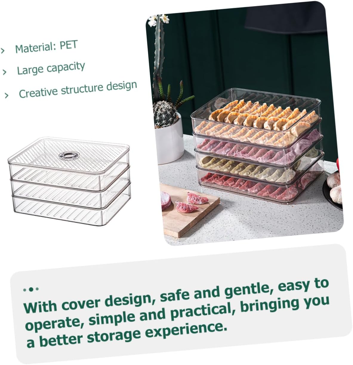1Pc Multi Layer Refrigerator Storage Box Crisper Food Holder for Fresh Food Organization Stackable Freezer Bin for Clutter Fridge and Easy to Clean