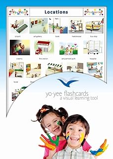 Yo-Yee Flashcards - Locations and Places Around Town Flash Cards - Vocabulary Picture Cards for Toddlers, Kids, Children and Adults