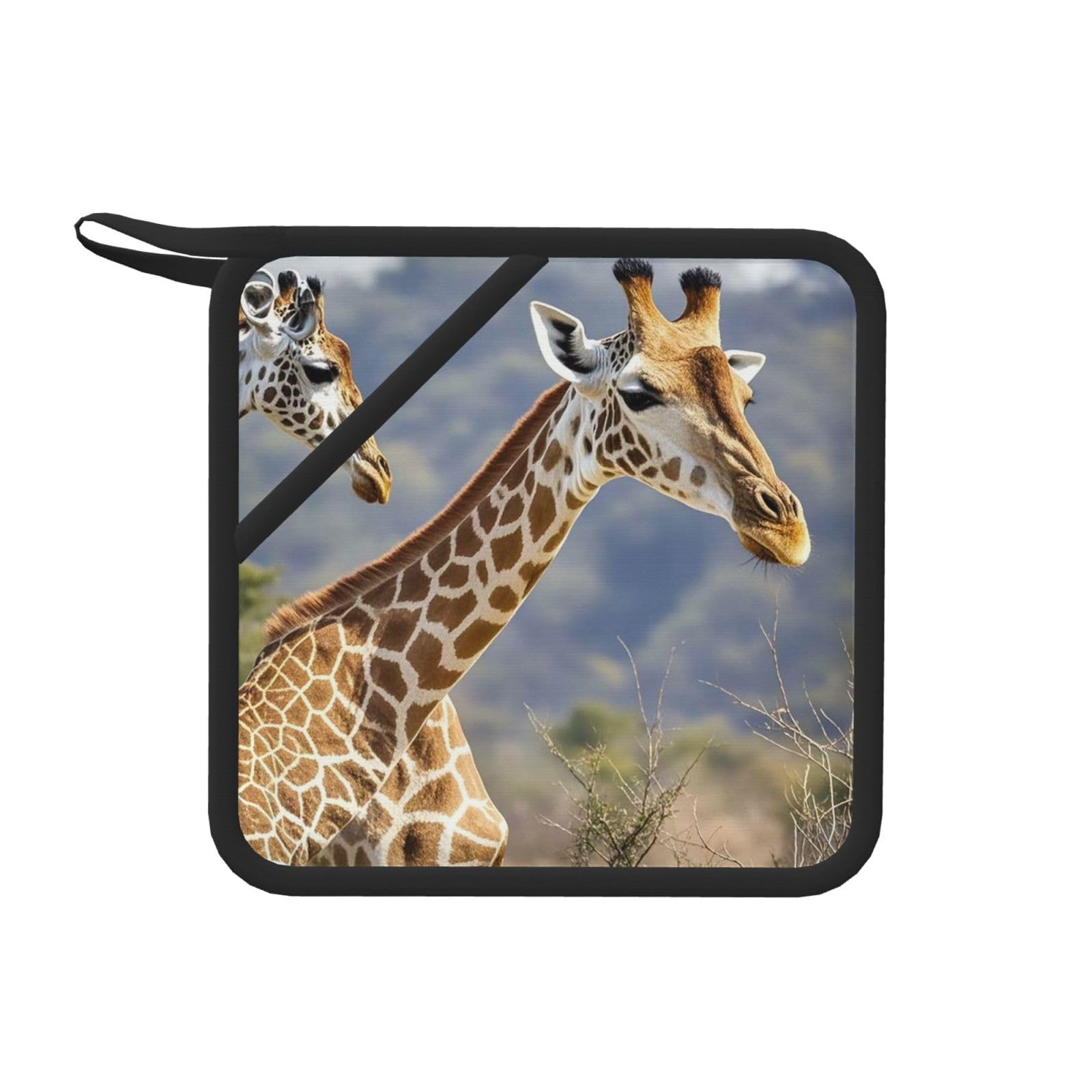 Pot Holders Set of 2 Kitchen Heat Resistant Potholders Giraffe Silicone Aunty-hot Pad Cotton Lining Oven Hot Pads for Cooking Baking BBQ Microwave Kitchen