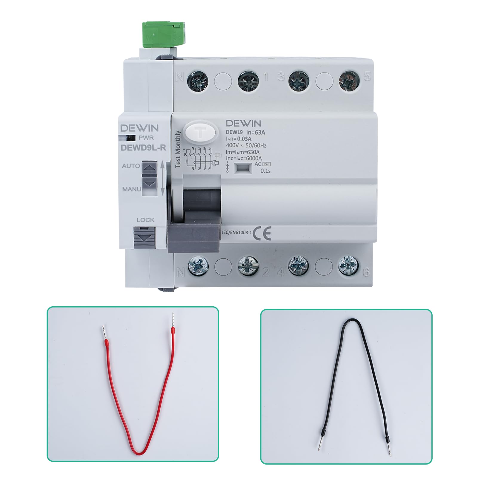 Differenziale Riarmo Automatico, 4P 63A 30ma 400V Salvavita con Riarmo Automatico RCCB Interruttore Differenziale a Riarmo Automatico Salvavita Interruttore di Protezione da Perdite