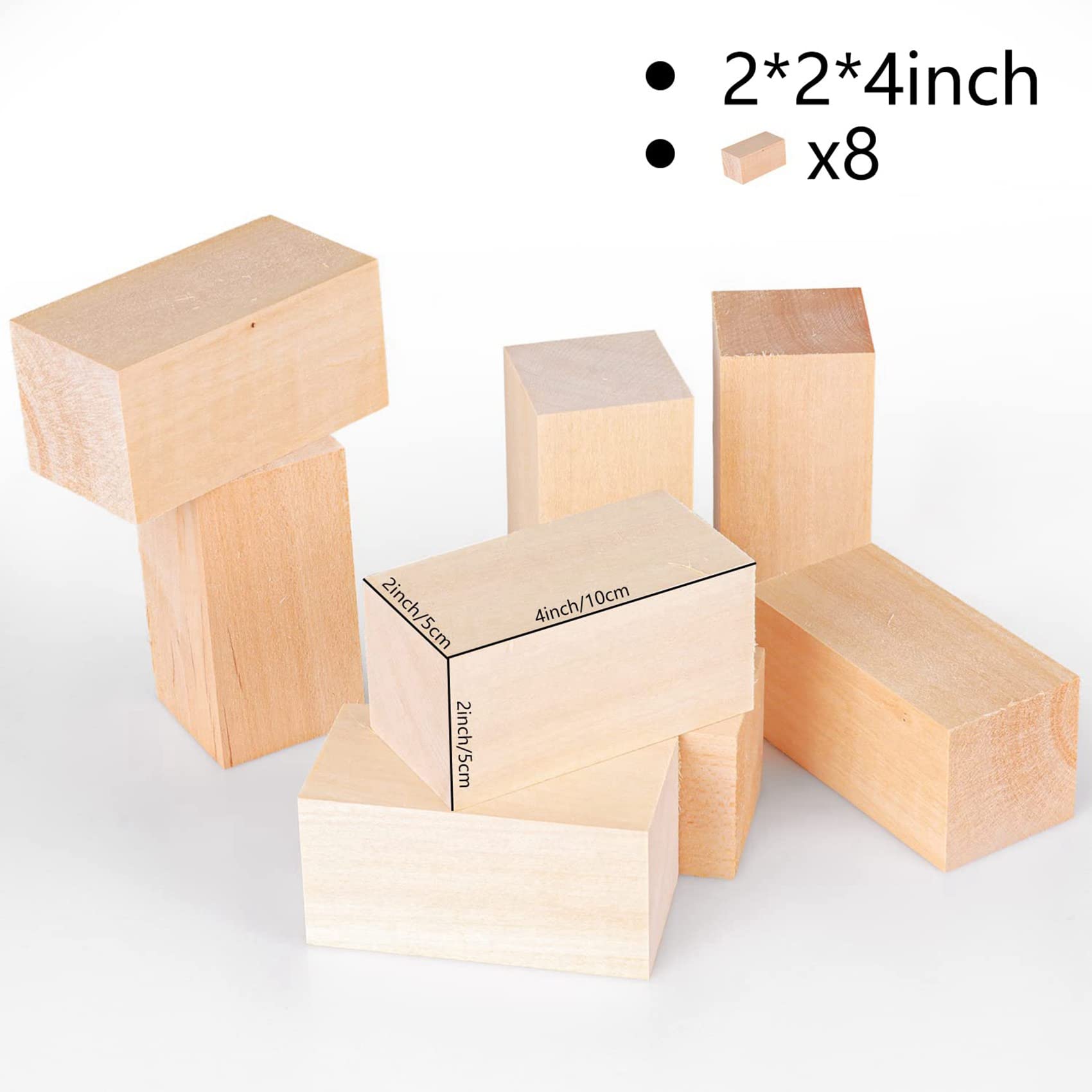 16 x bloki do rzeźbienia z drewna lipowego, 10,2 x 5,1 x 5,1 cm, duży zestaw do rzeźbienia w drewnie, dla dzieci, dorosłych, początkujących lub ekspertów