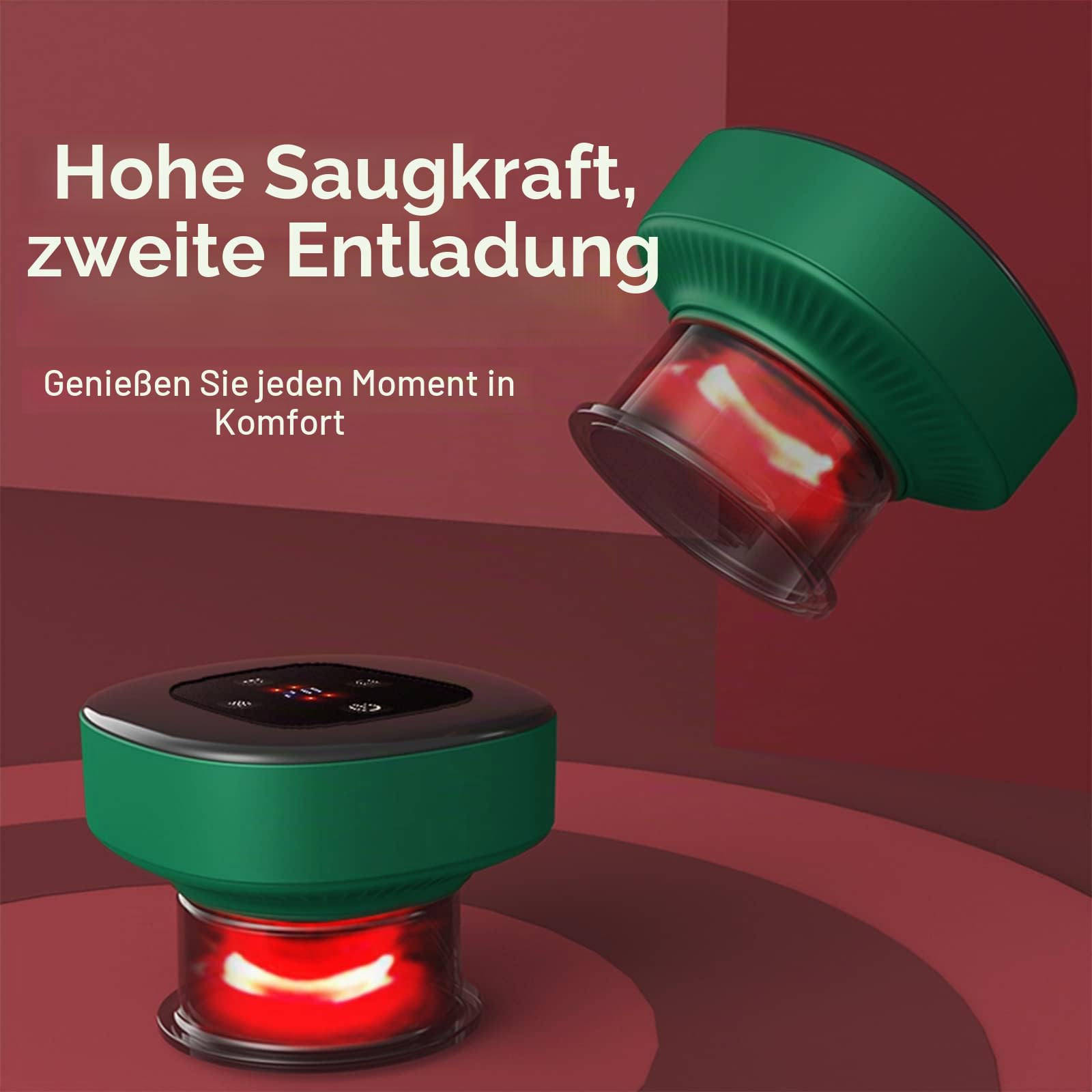 Elektrisches Schröpfmassagegerät Schröpfset Mit Schröpfen&Rotlichtlampe 12 Gängen Vakuum Elektrisches Schröpftherapie Massagegerät, Wiederaufladbares Gua Sha Schröpfset, Schröpf Massagegerät