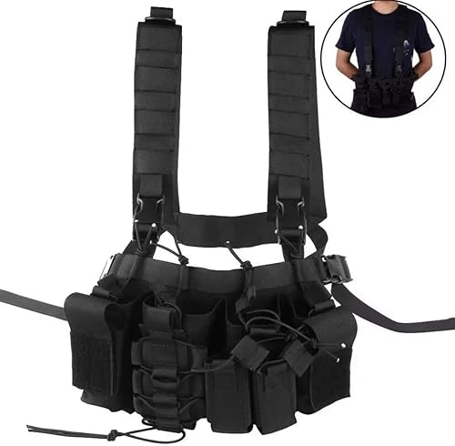 Miniatura 7 de Aparejo de pecho con rifle, bolsas de pistola mag, cartel desmontable para bolsa Mag