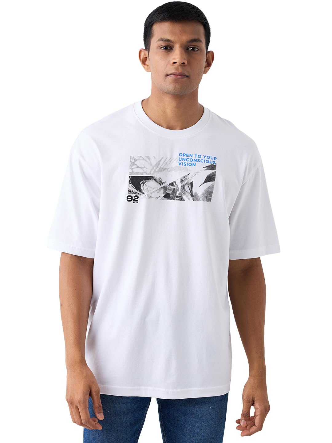 Spykar Men's Oversized Round Neck Half Sleeve Printed Casual T-Shirt in multi