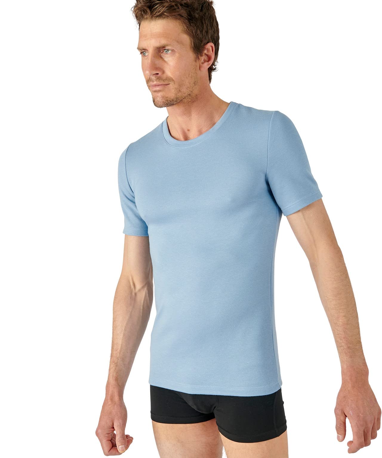 Damart T-Shirt Double Face Col Rond Thermolactyl Homme Bleu (110-117) XL